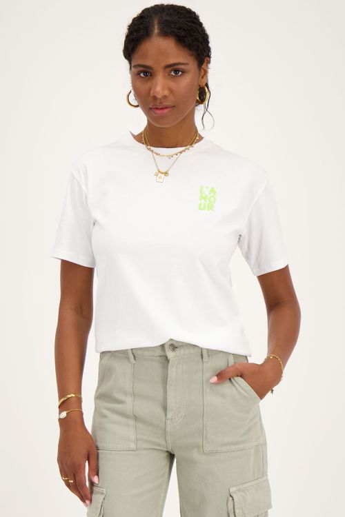 Wit T-shirt met groene 