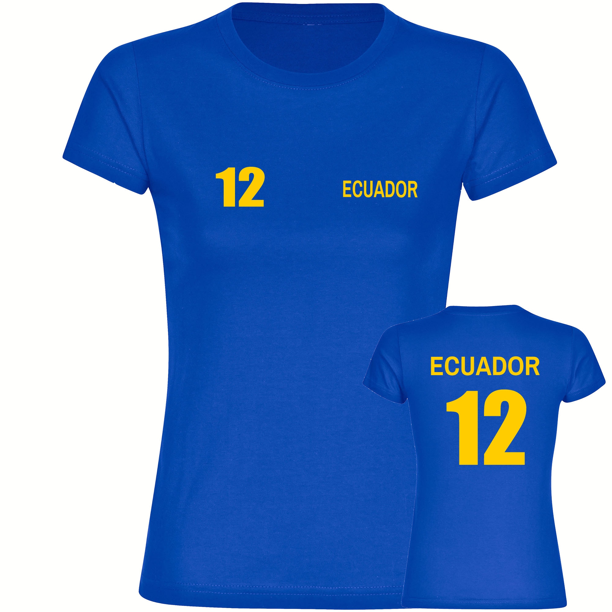 multifanshop® Damen T-Shirt - Ecuador - Trikot 12 - Druck gelb