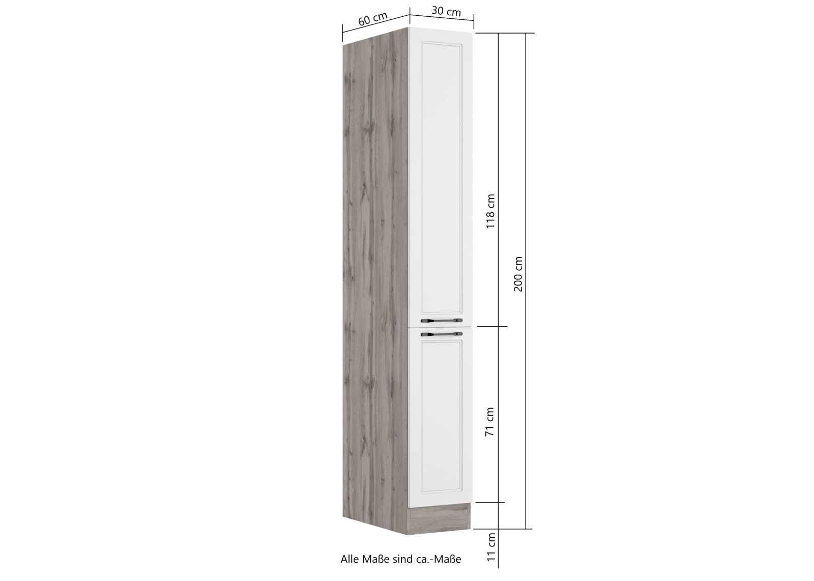 Apothekerschrank MERAN - grau - 30 cm