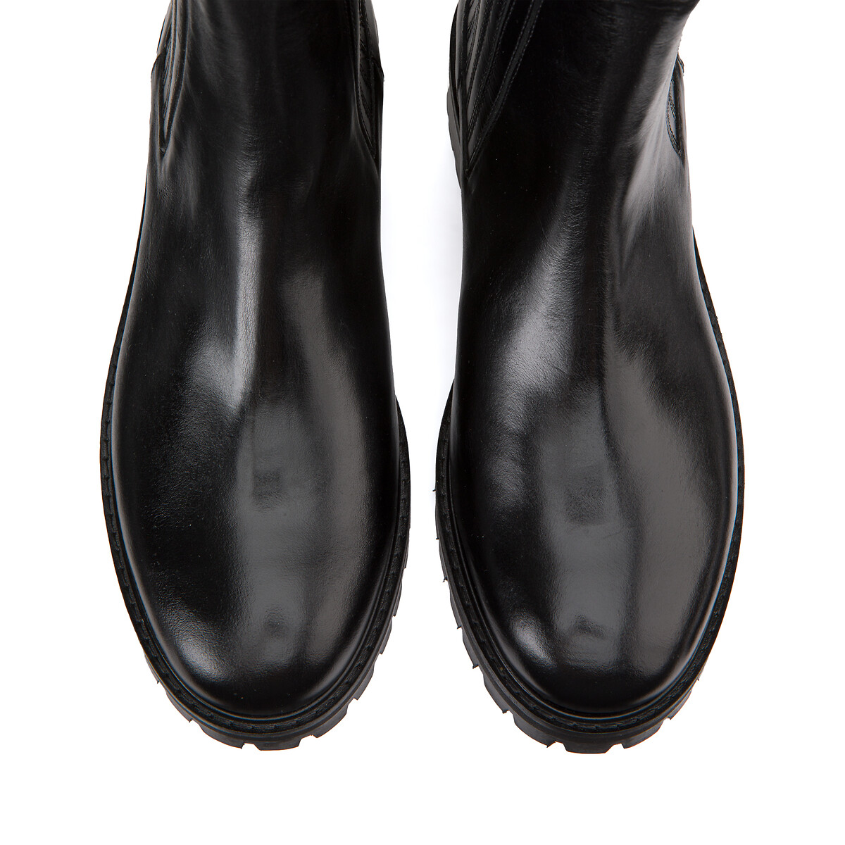 COLEÇÕES LA REDOUTE<br>Botas de couro, sola canelada, assinatura BRUNELLE