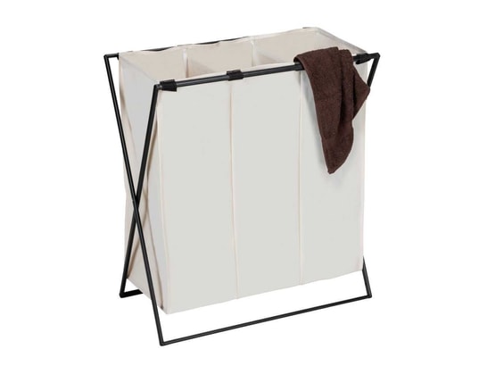 WENKO - Panier à linge xl avec 3 compartiments - beige