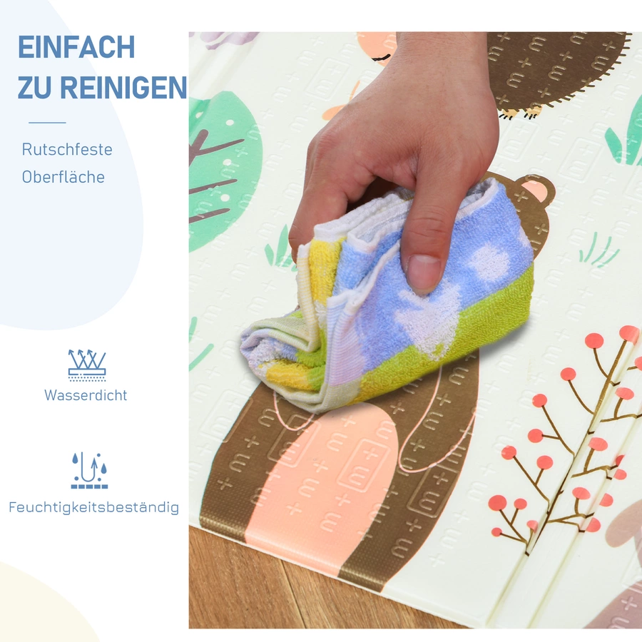 HOMCOM Kinderspielteppich mit 2 unterschiedlichen Designs, für Innen und Außen Mehrfarbig