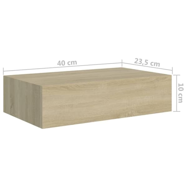 vidaXL Veggmontert skuffehylle eik 40x23,5x10 cm MDF