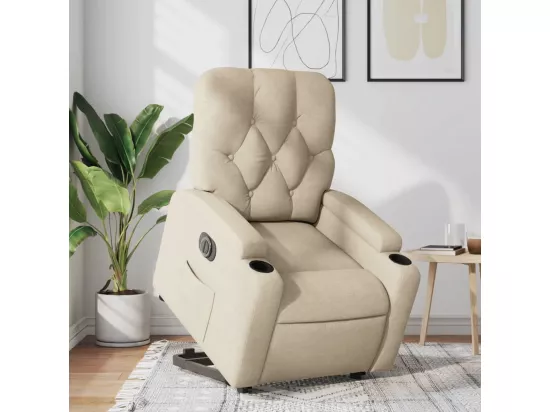 Fauteuil inclinable électrique crème tissu