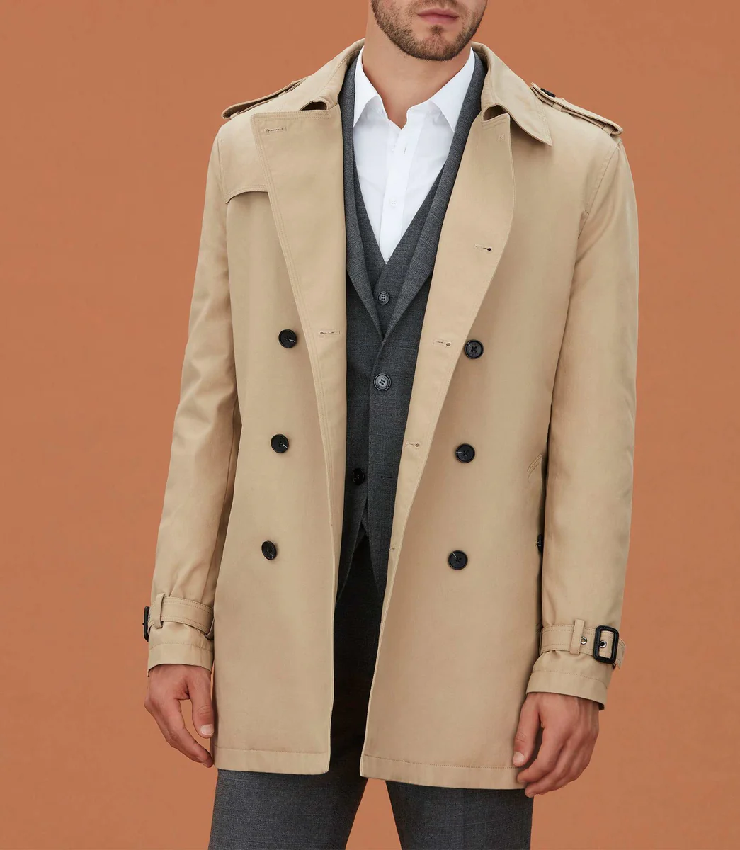 Trench mi-long beige 