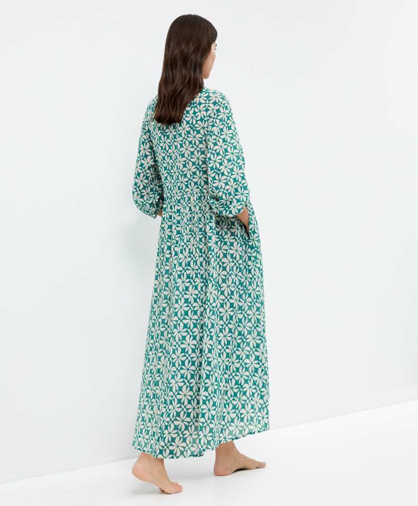 Vestido túnica, 100% algodão, estampado