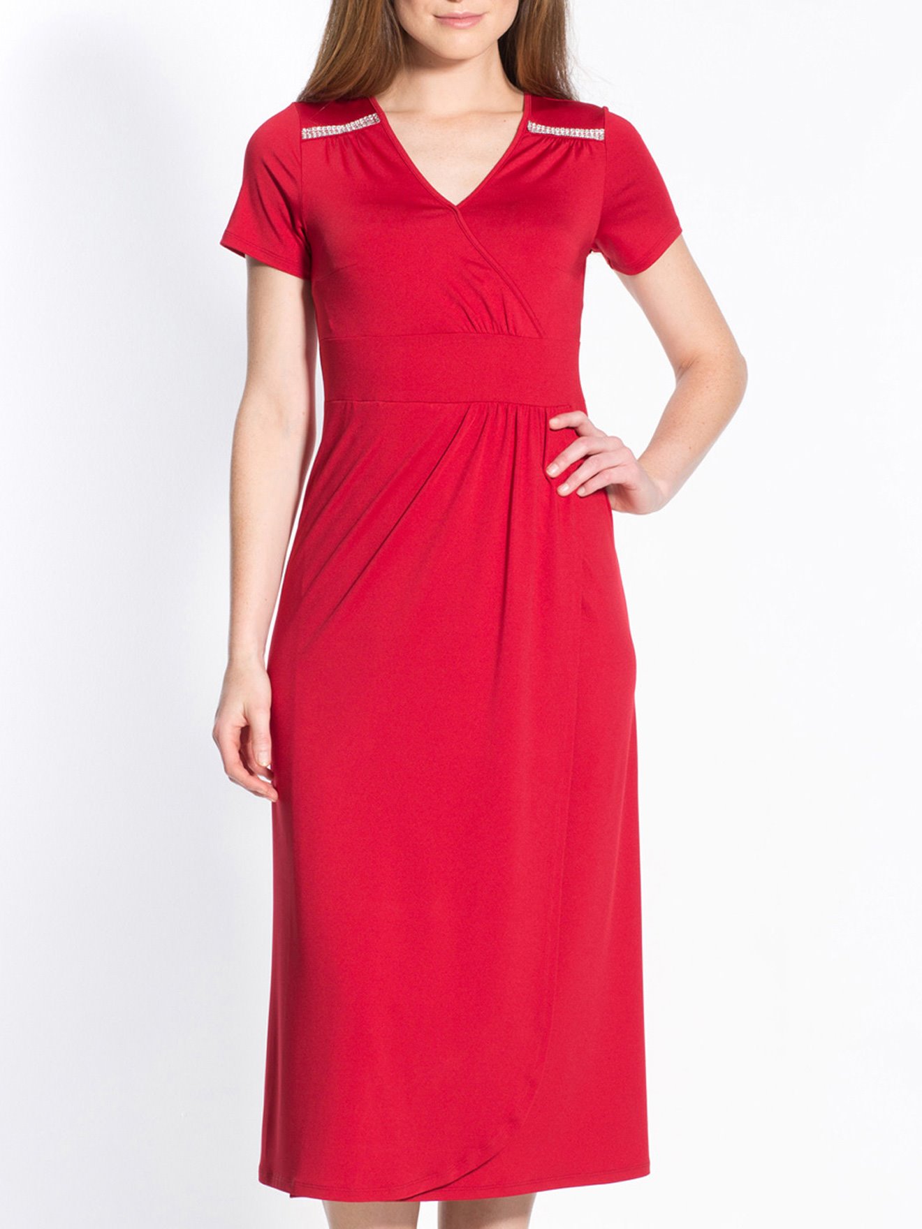 Robe à encolure V croisée