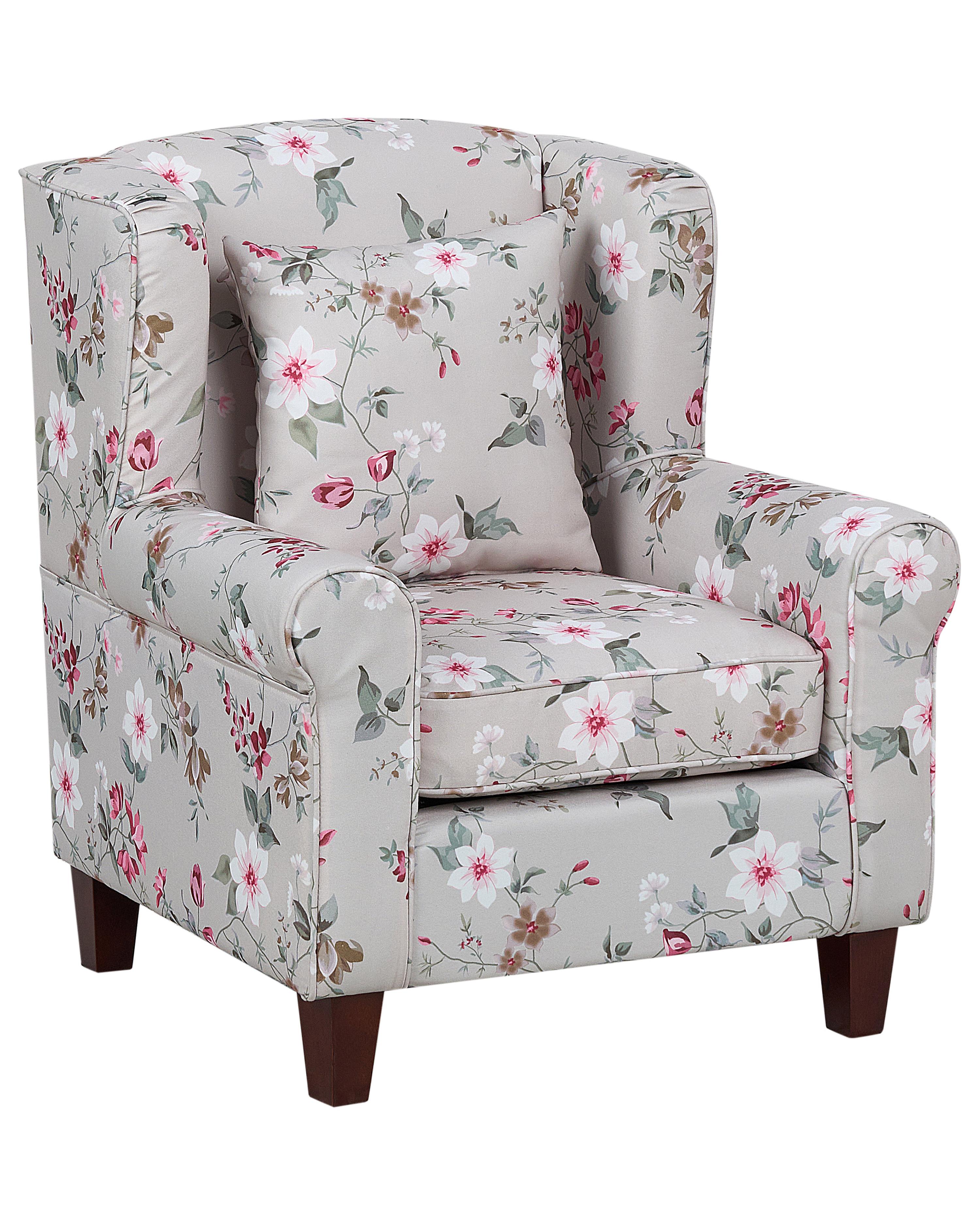Oorfauteuil HAMAR met voetenbank Stof Lichtgrijs