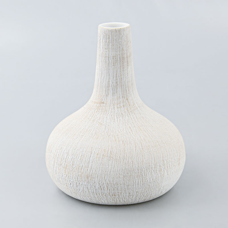 Vase 'Toupie' beige et blanc