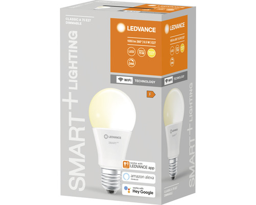 Ledvance Smart WIFI LED-lamp, dimbaar, A75 E27/9,5W (75W) mat, 1055 lm, 2700 K warm wit