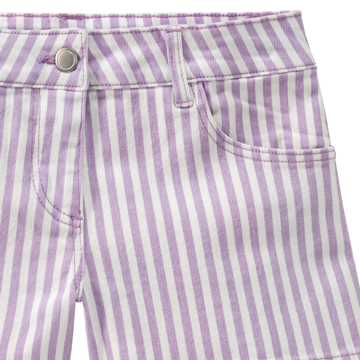 Yigga Mädchen Jeans-Shorts mit Streifen helllila / weiss