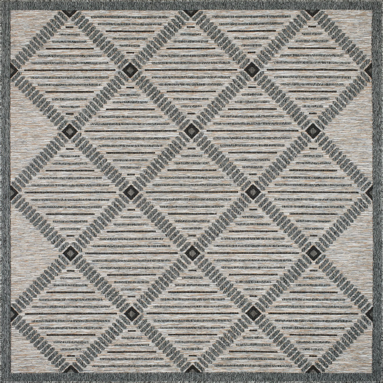 Nazar Rugs Tapis d'extérieur Acapulco 1672 gris  - 200x200 cm