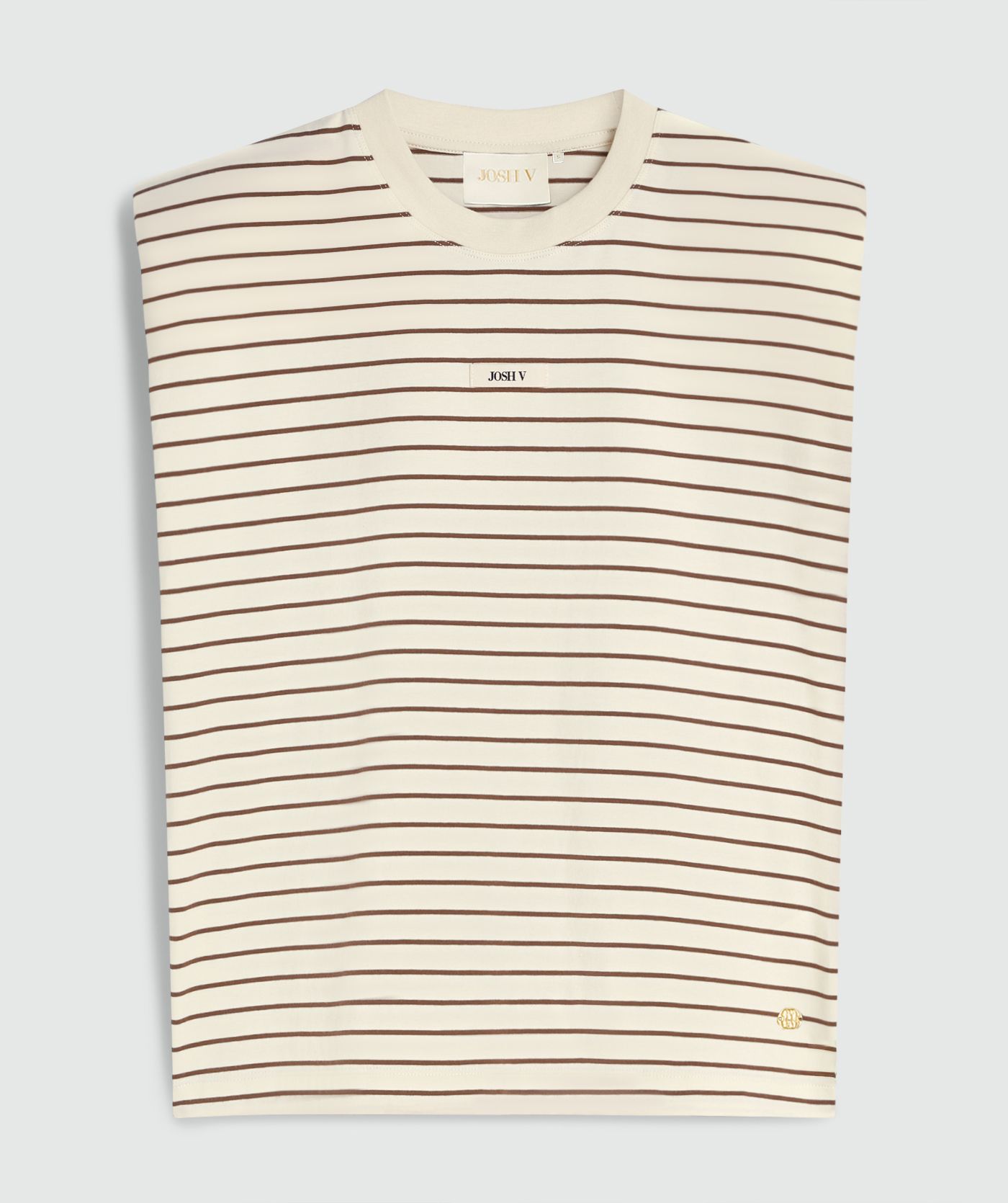 JV-SUE regular fit T-shirt met logo - creme white dark brown