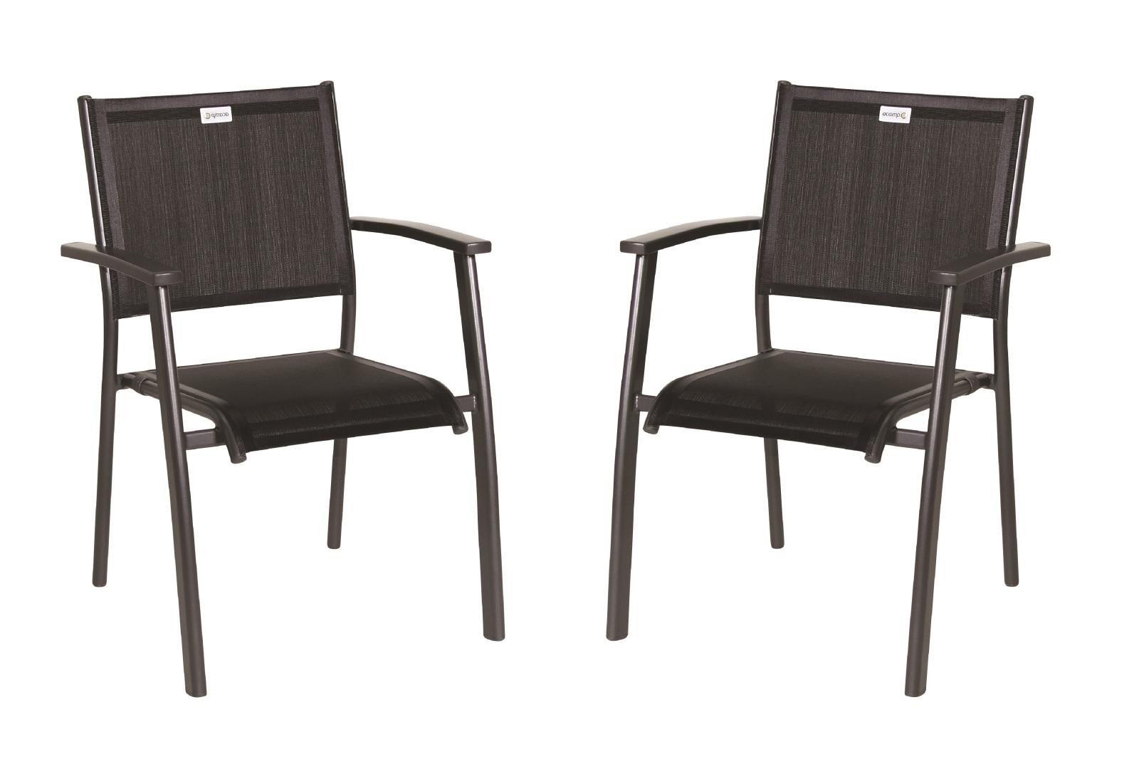 2er-Set Stapelstuhl - anthrazit-schwarz - Aluminium