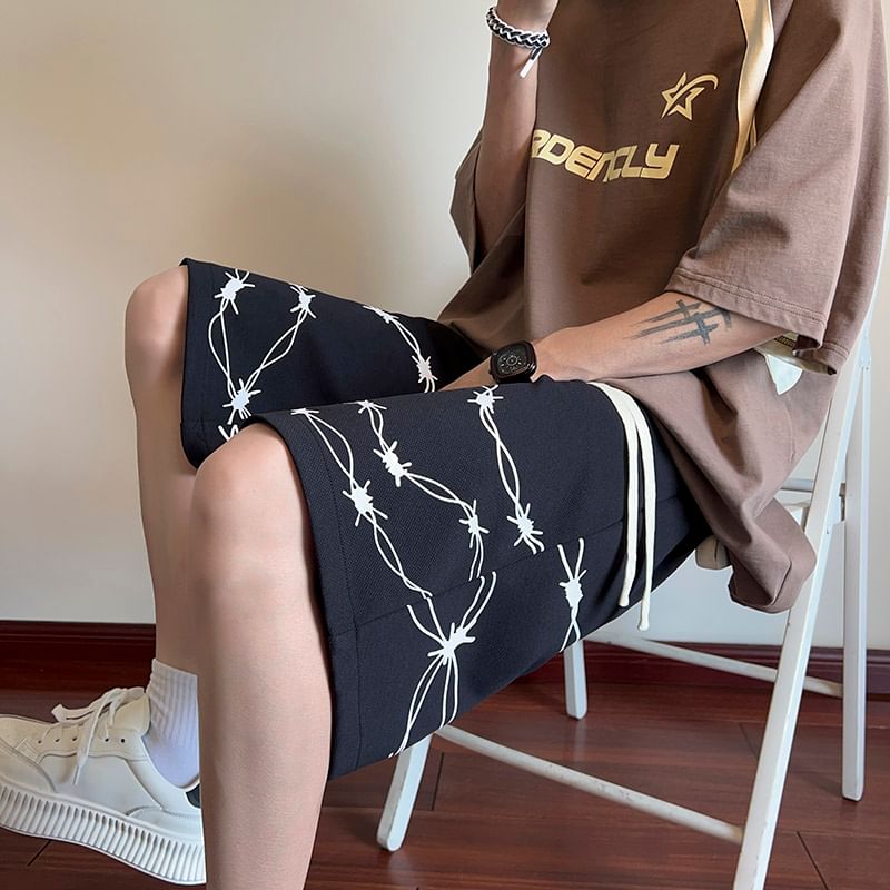 Breeson - Wijde shorts met trekkoord in de taille en doornprint