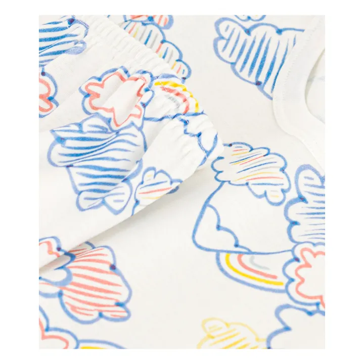 Petit Bateau Pyjama Short Manche Nuages | Blanc