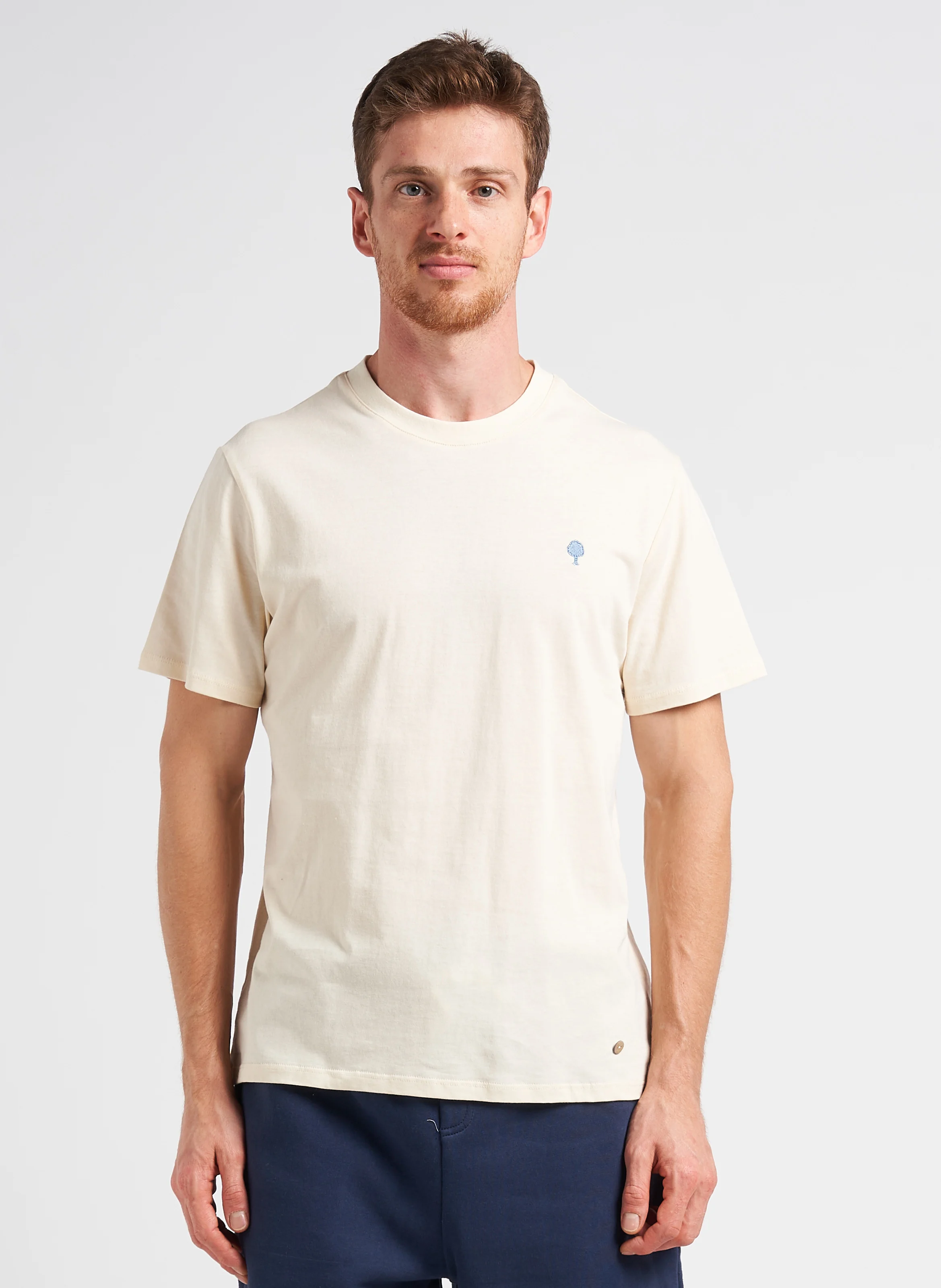 ARCY - Tee-shirt regular-fit brodé en coton mélangé | Beige
