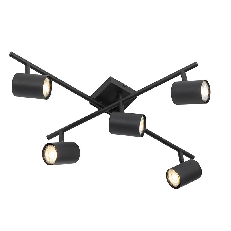 Moderne plafondlamp zwart 5-lichts verstelbaar vierkant - Jeana