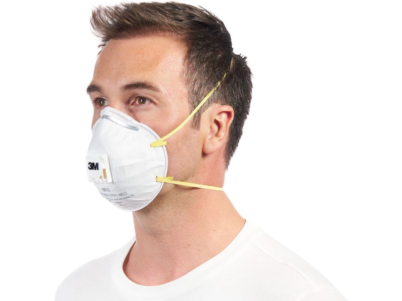 3M Atemschutzmaske 8812, FFP1, Ventil, 3 Stück Feinstaubmaske für Handschleifen, FFP1 - mit Ausatemventil