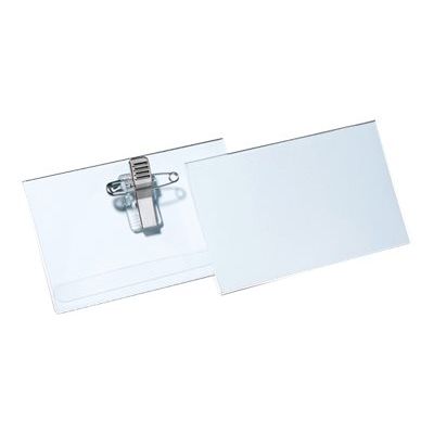 Durable - 25 Porte-badges de nom à pince combi (épingle + pince croco) - 54 x 90 mm
