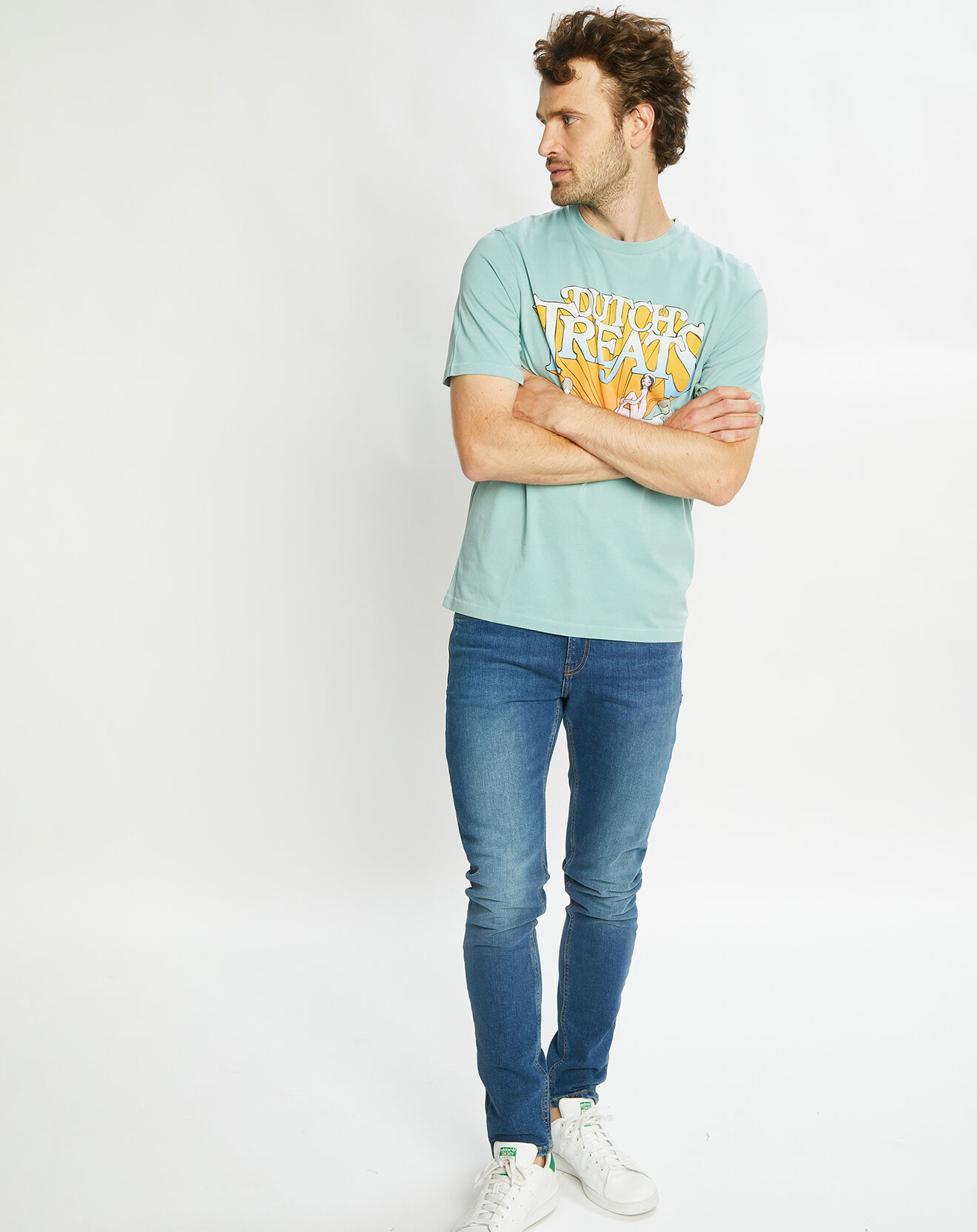 Scotch & Soda T-Shirt 100% Coton Bio Ditch Treats bleu turquoise
