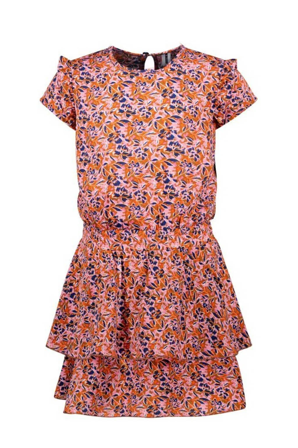 B.Nosy gebloemde jurk roze/oranje/blauw
