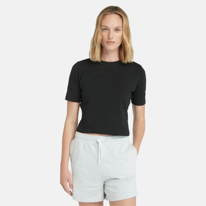 T-shirt court pour femme en noir