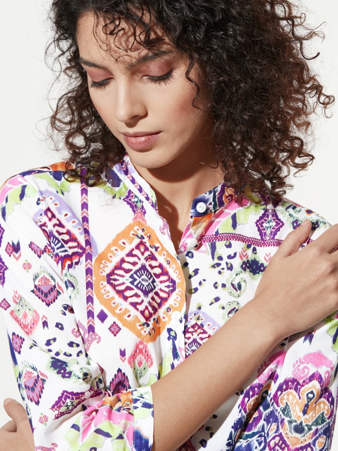 Baumwoll-Bluse Ornamentdruck