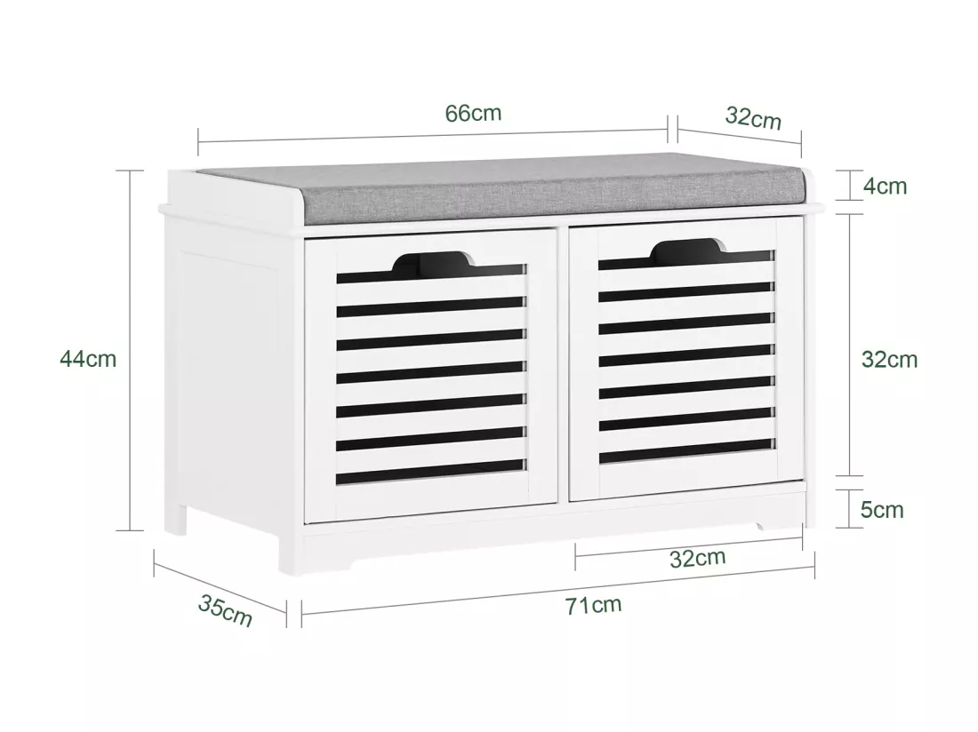 Banc de Rangement avec coussin rembourré et 2 cubes, FSR23-K-W