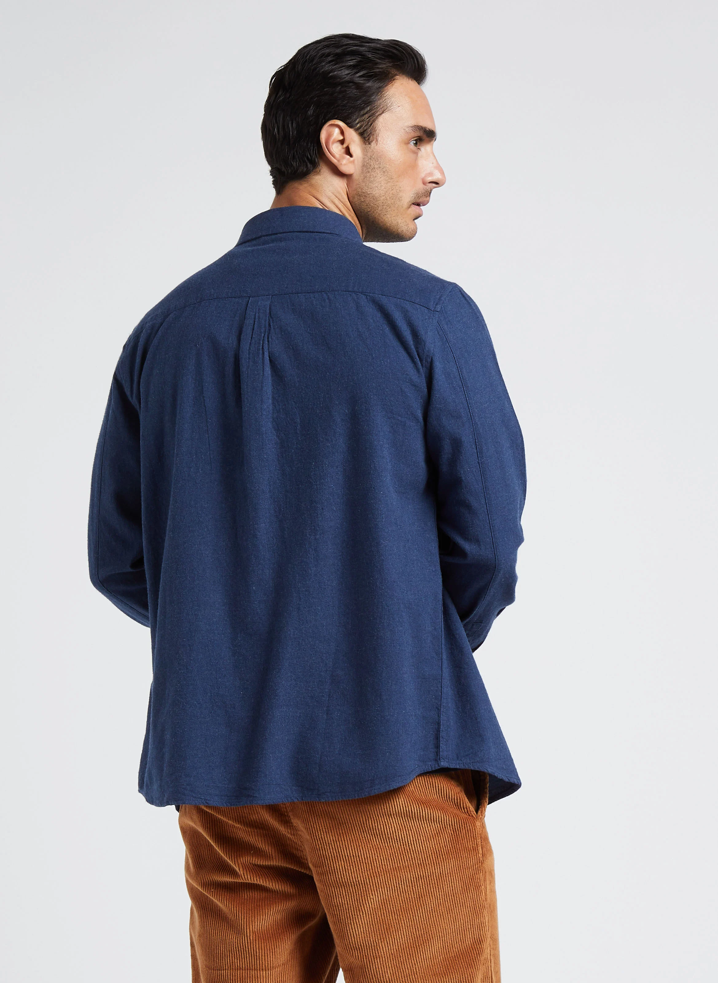 Chemise col américain regular-fit en coton bio | Bleu