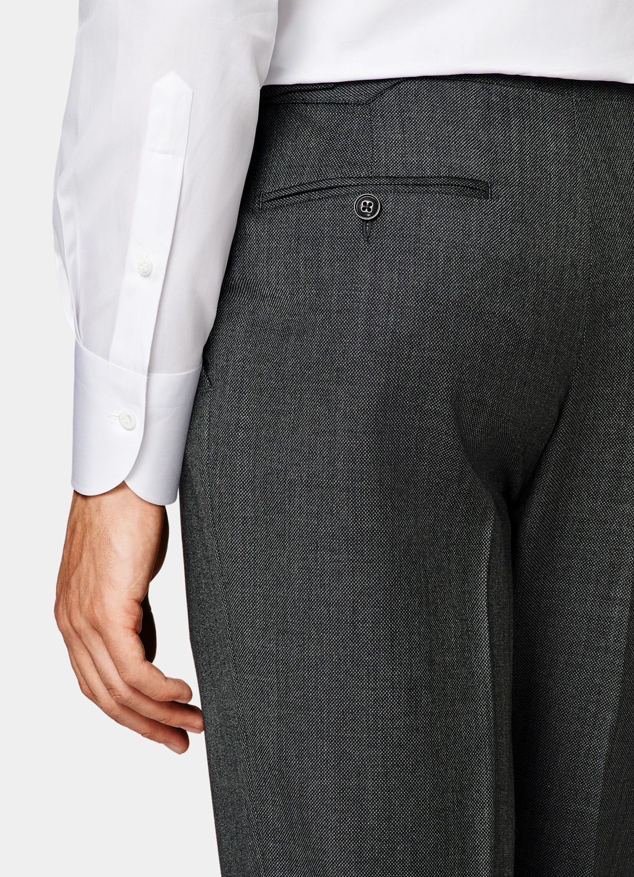 Pantalon de costume Slim Leg Straight gris foncé œil-de-perdrix
