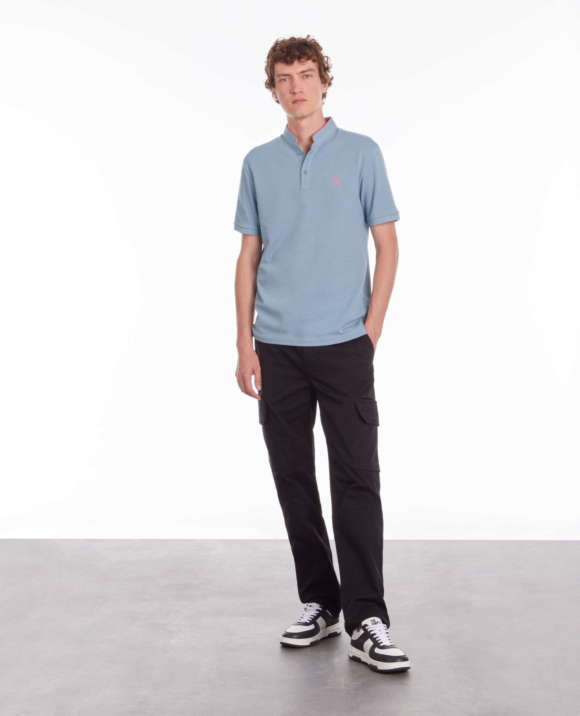 Polo bleu clair en coton