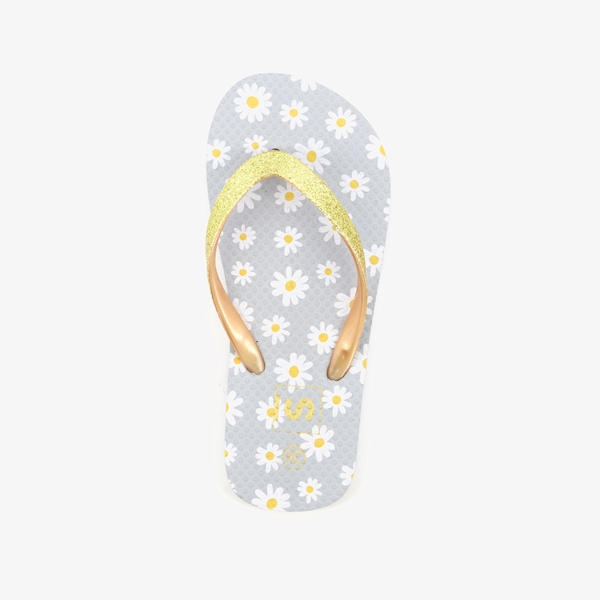 Meisjes teenslippers met madeliefjes