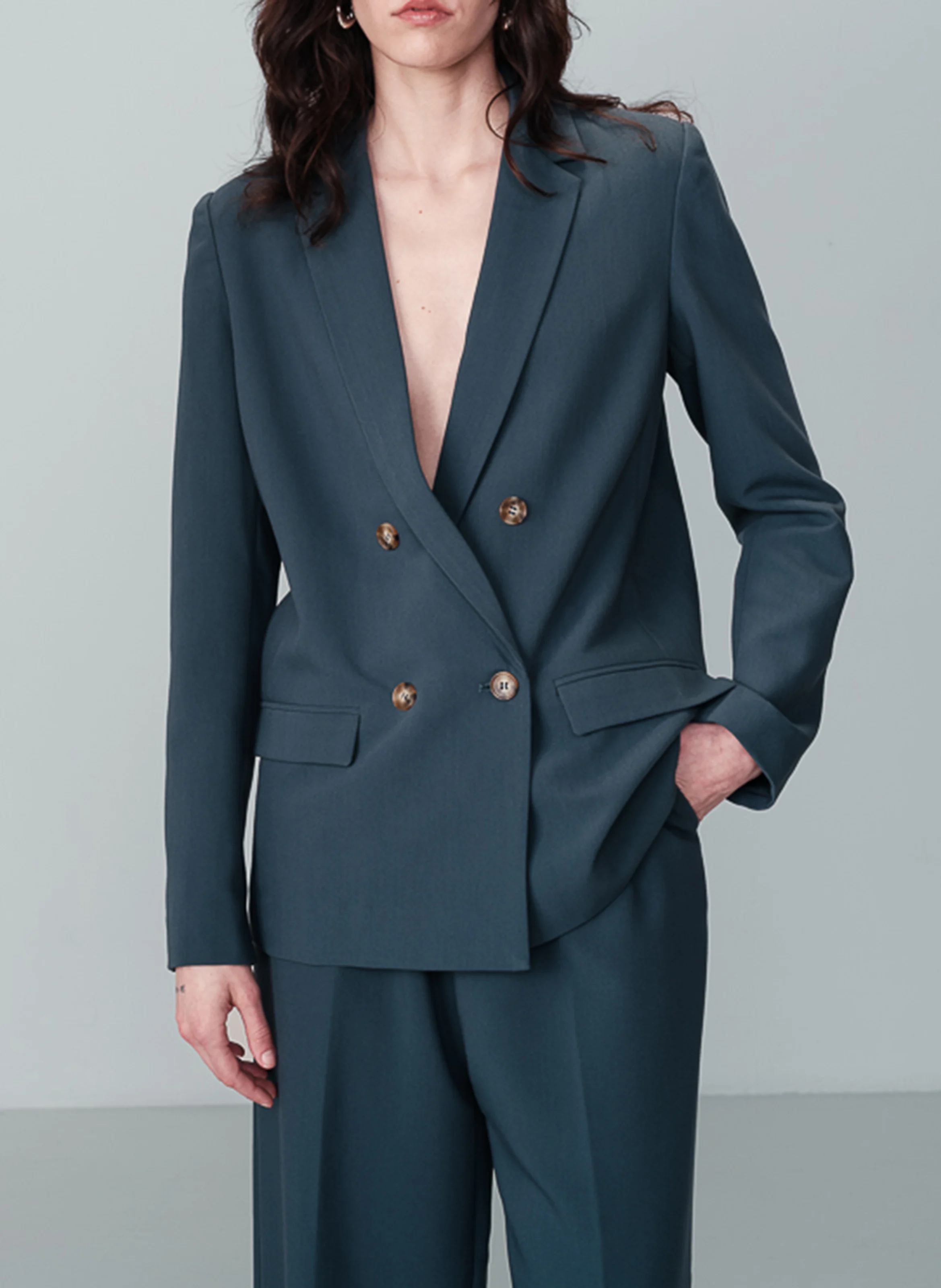 NOIX - Blazer droit à double boutonnage| Vert