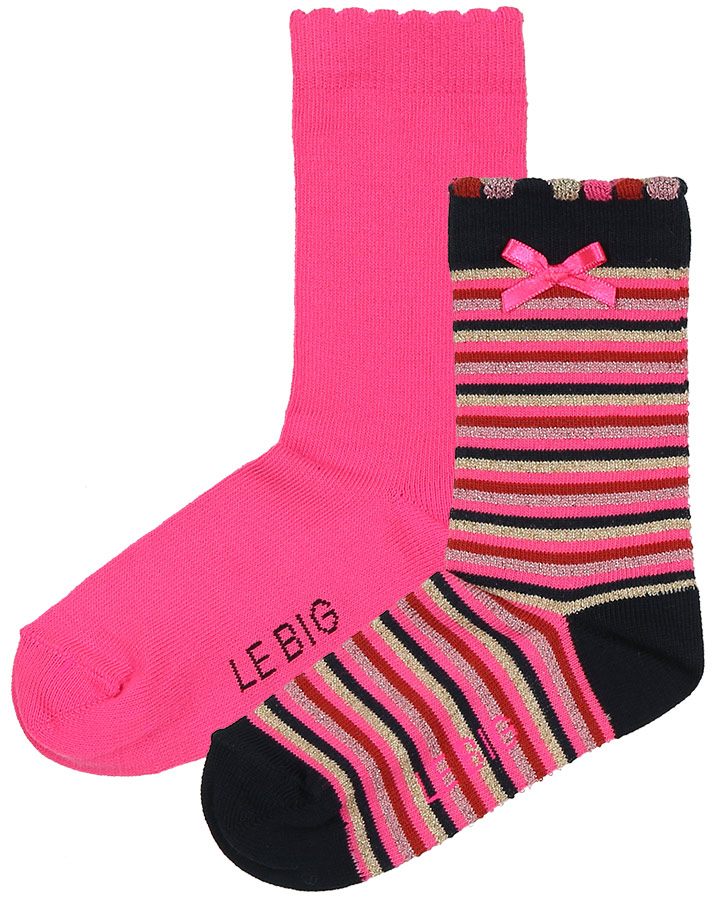 Socken TANAYA 2er-Pack mit Glitzer in gestreift in pink/dunkelblau
