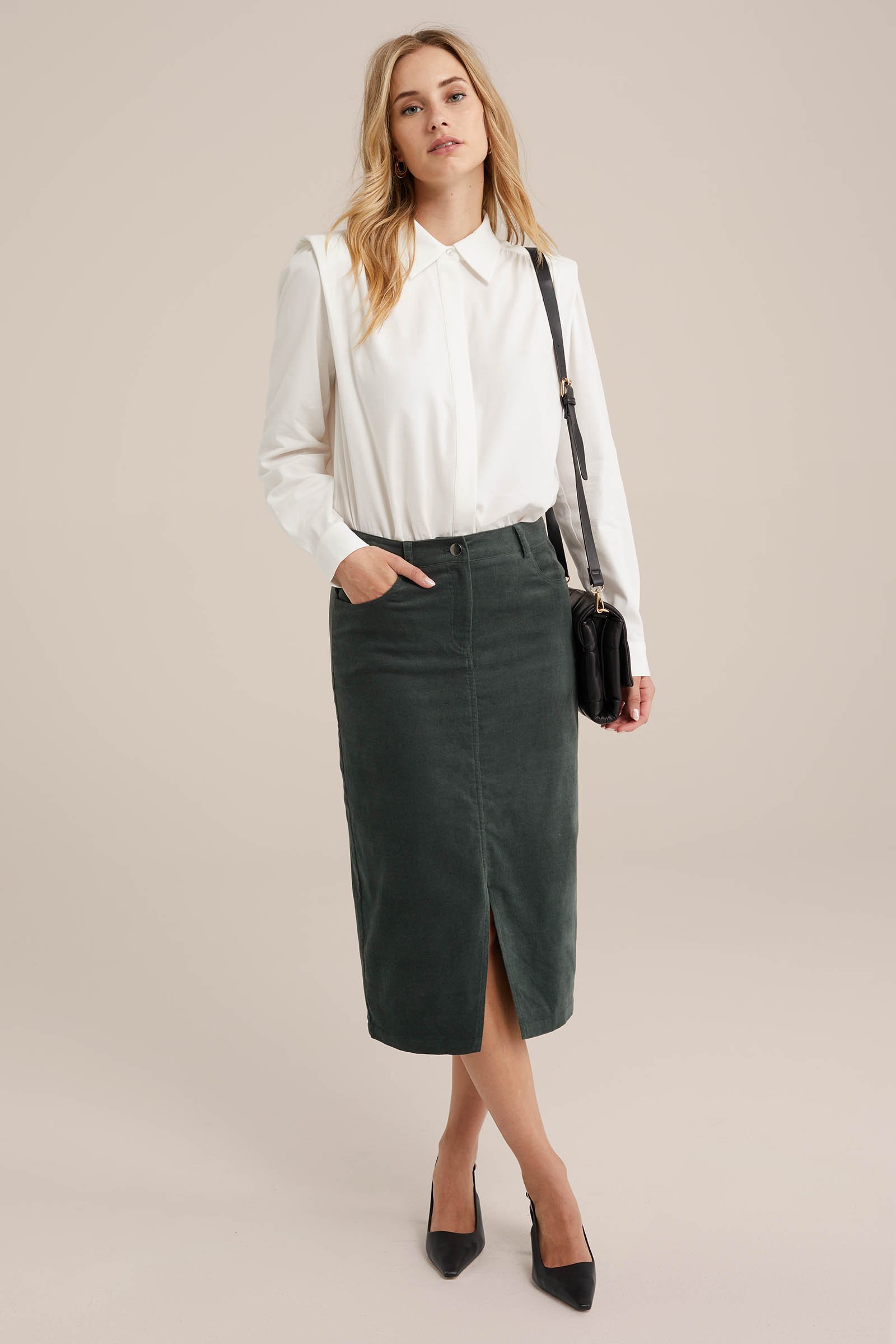velvet kokerrok WE Fashion Groen