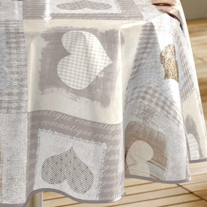 NAPPE RONDE D.160CM PVC IMPRIME COSY COEUR