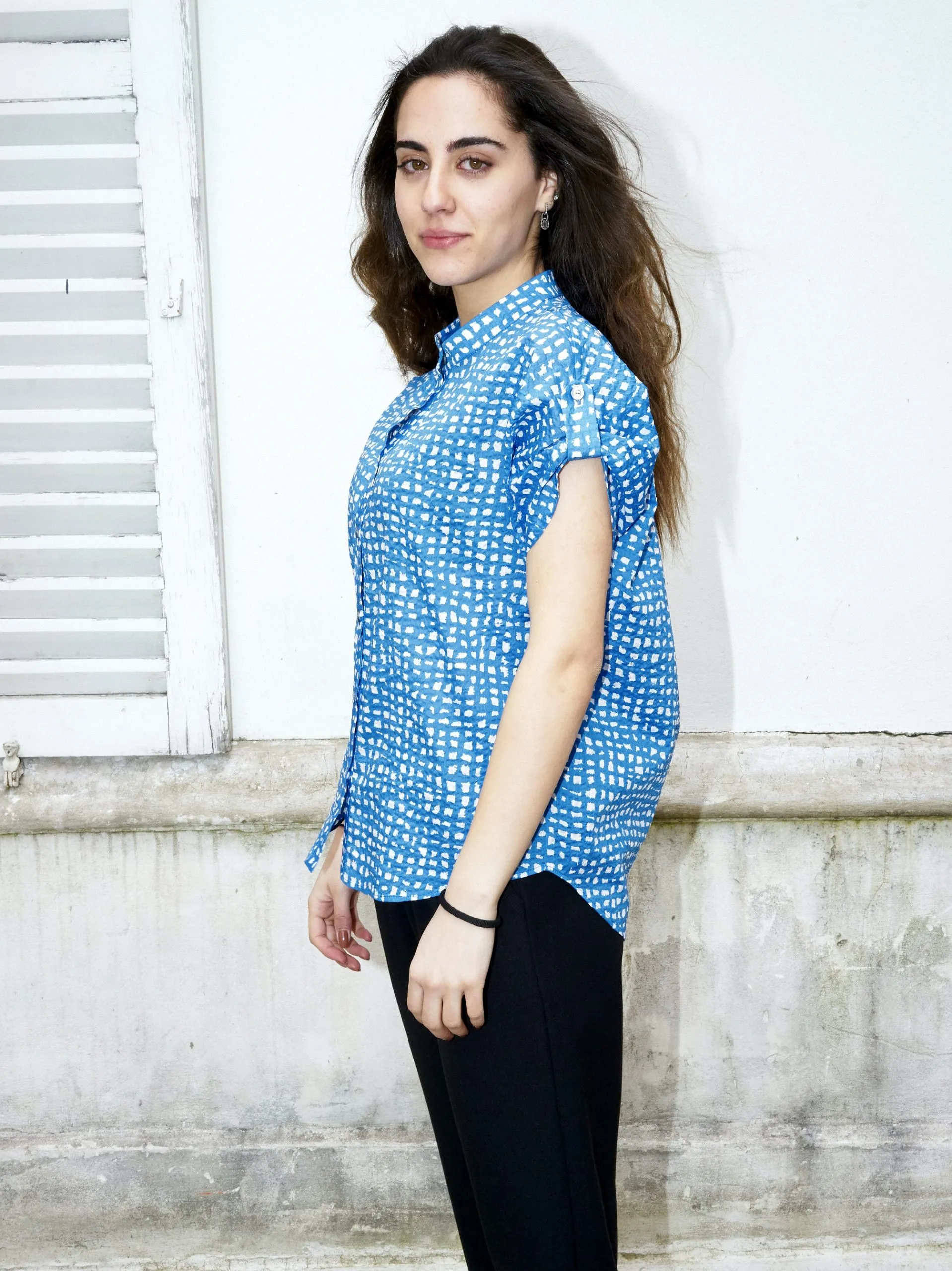 Rori - Chemise à manches courtes en seersucker Erotokritos