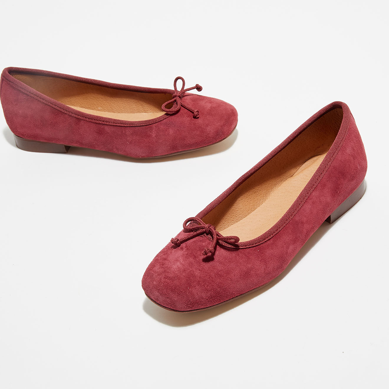 Quartier Latin Ballerines en Velours de Cuir Irene bordeaux