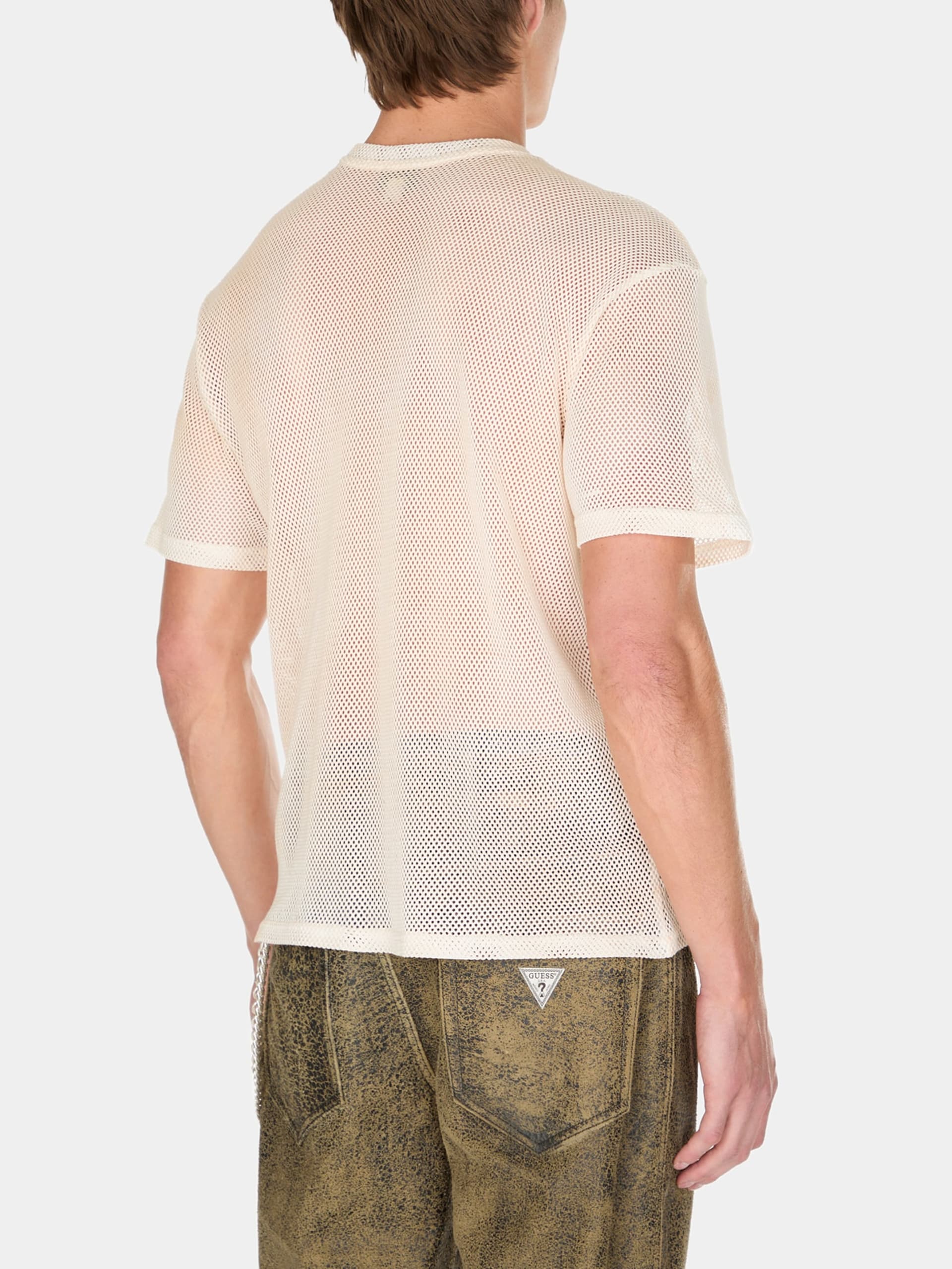 camiseta de malha aberta