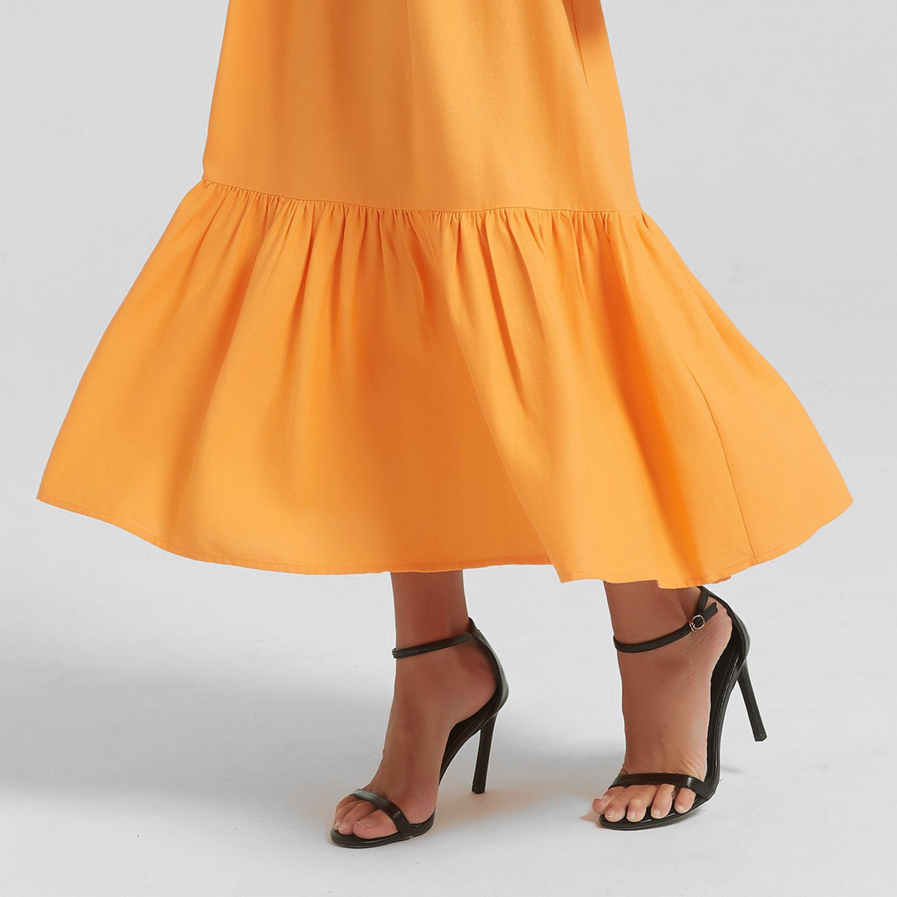 Be You Linen Linen Shirred Dress