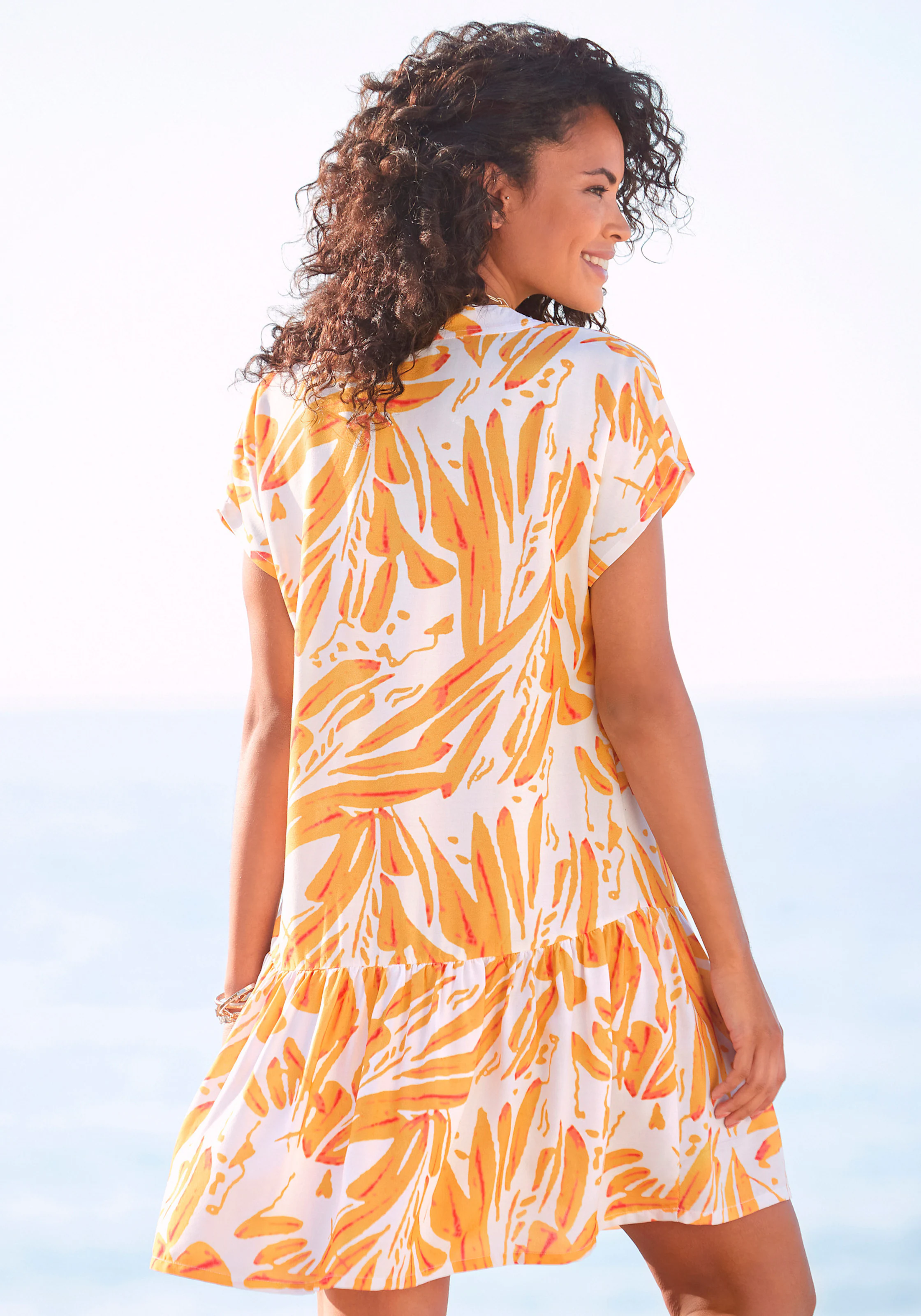 s.Oliver Blusenkleid in orange-creme-bedruckt