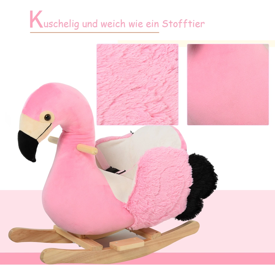 HOMCOM Kinder Schaukeltier als Flamingo rosa