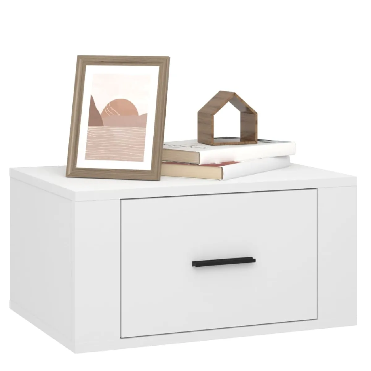 vidaXL Table de Chevet Murale - Blanc
