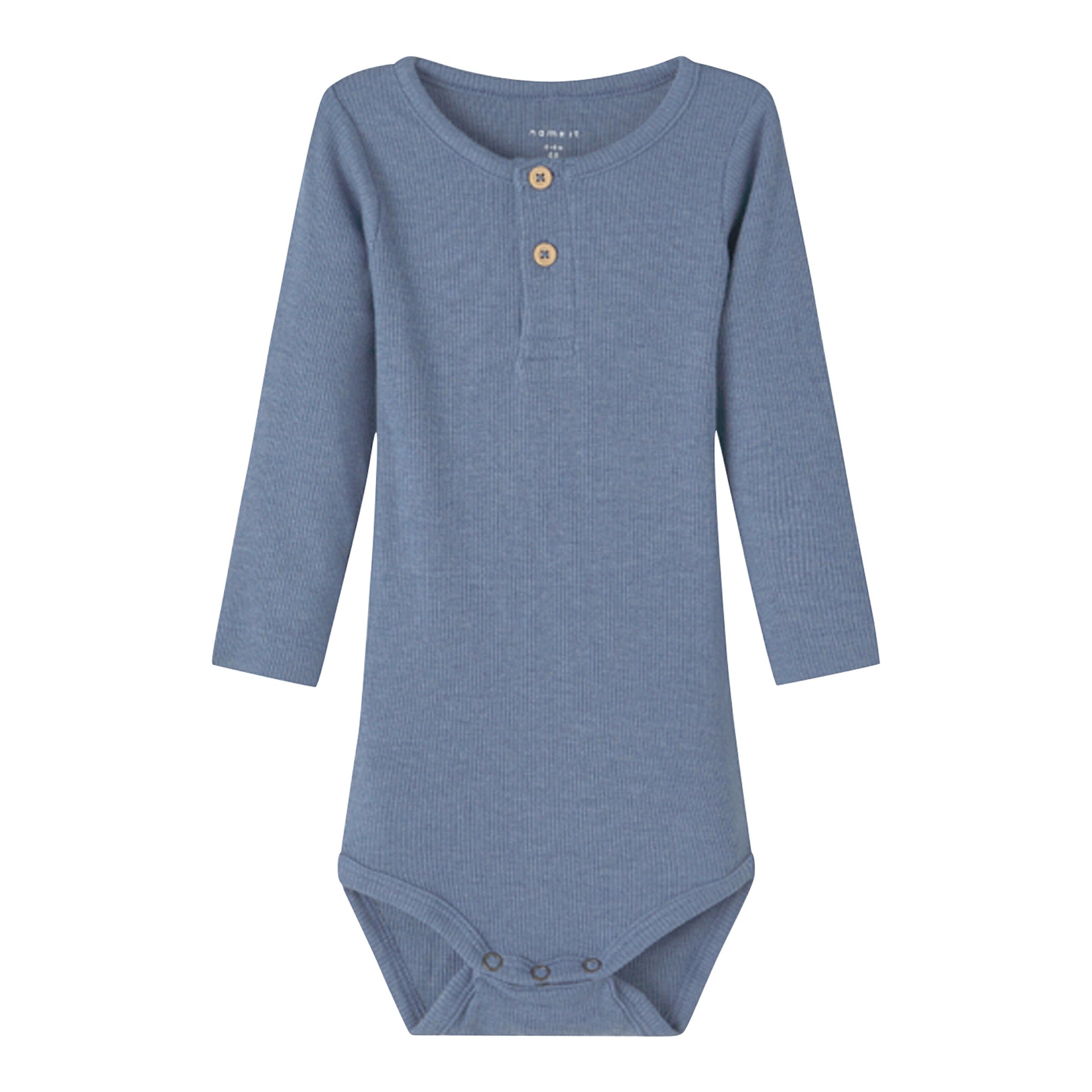 NAME IT Body langarm Rippqualität Henley blau