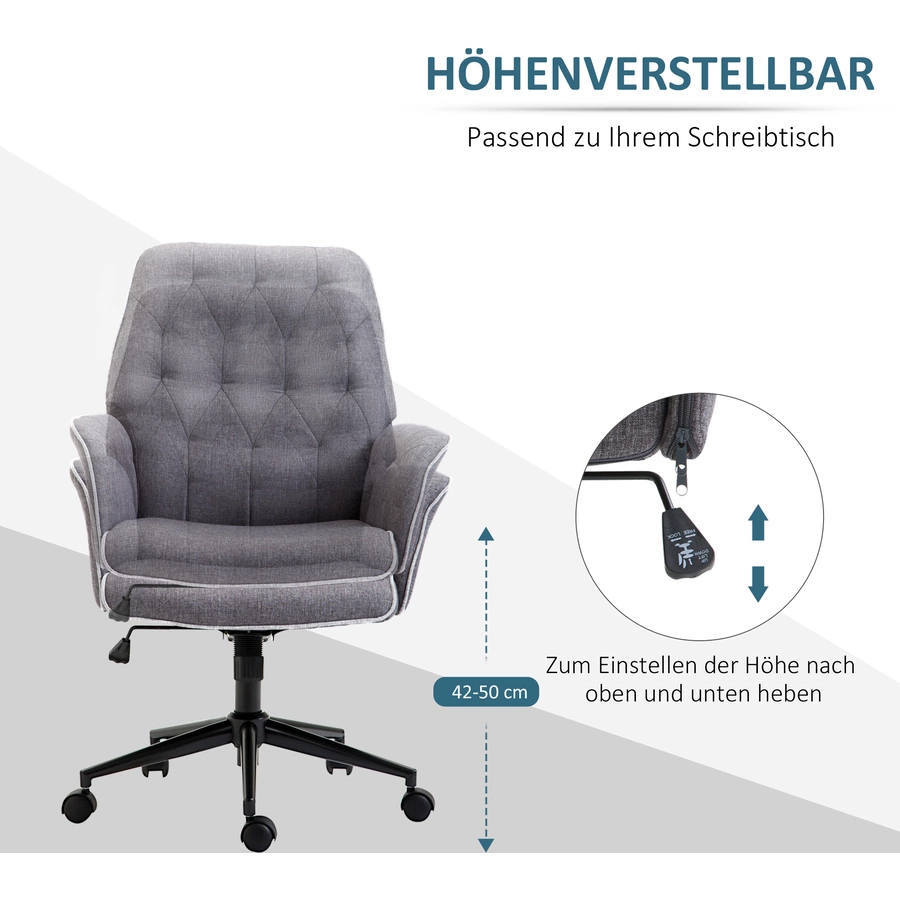 HOMCOM Bürostuhl mit Wippfunktion grau