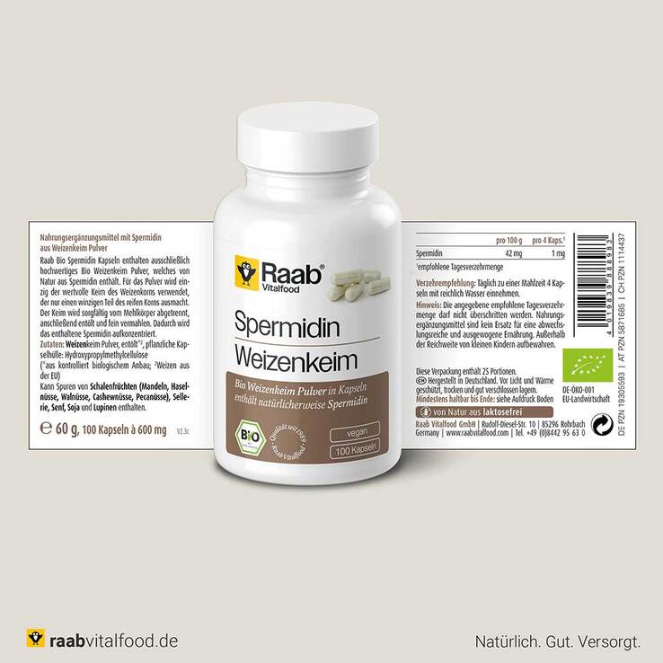 Raab Vitalfood Spermidin Bio Kapseln, 100 St