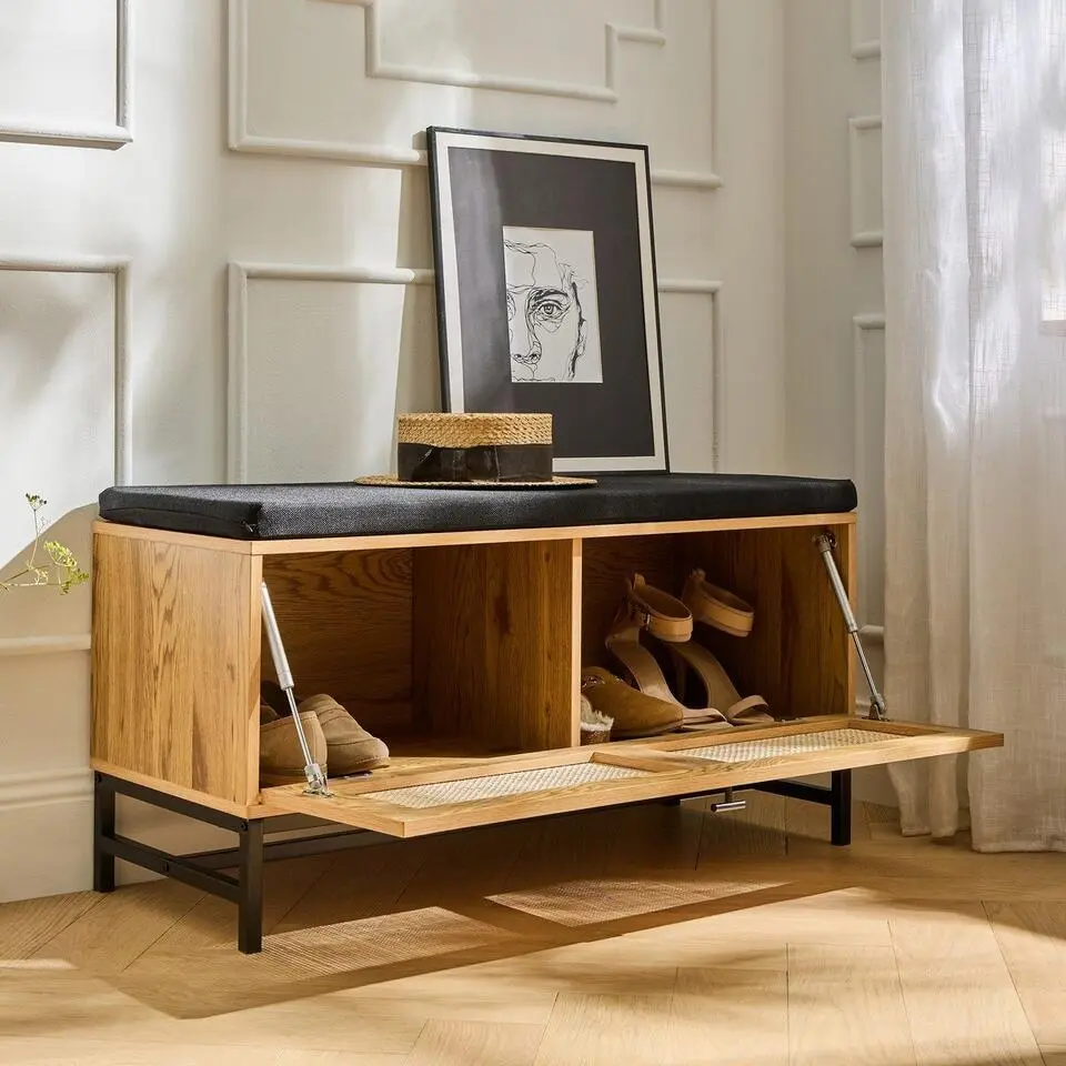 CALICOSY - Schoenenbank JAYA - Licht hout - 47x100x38 cm