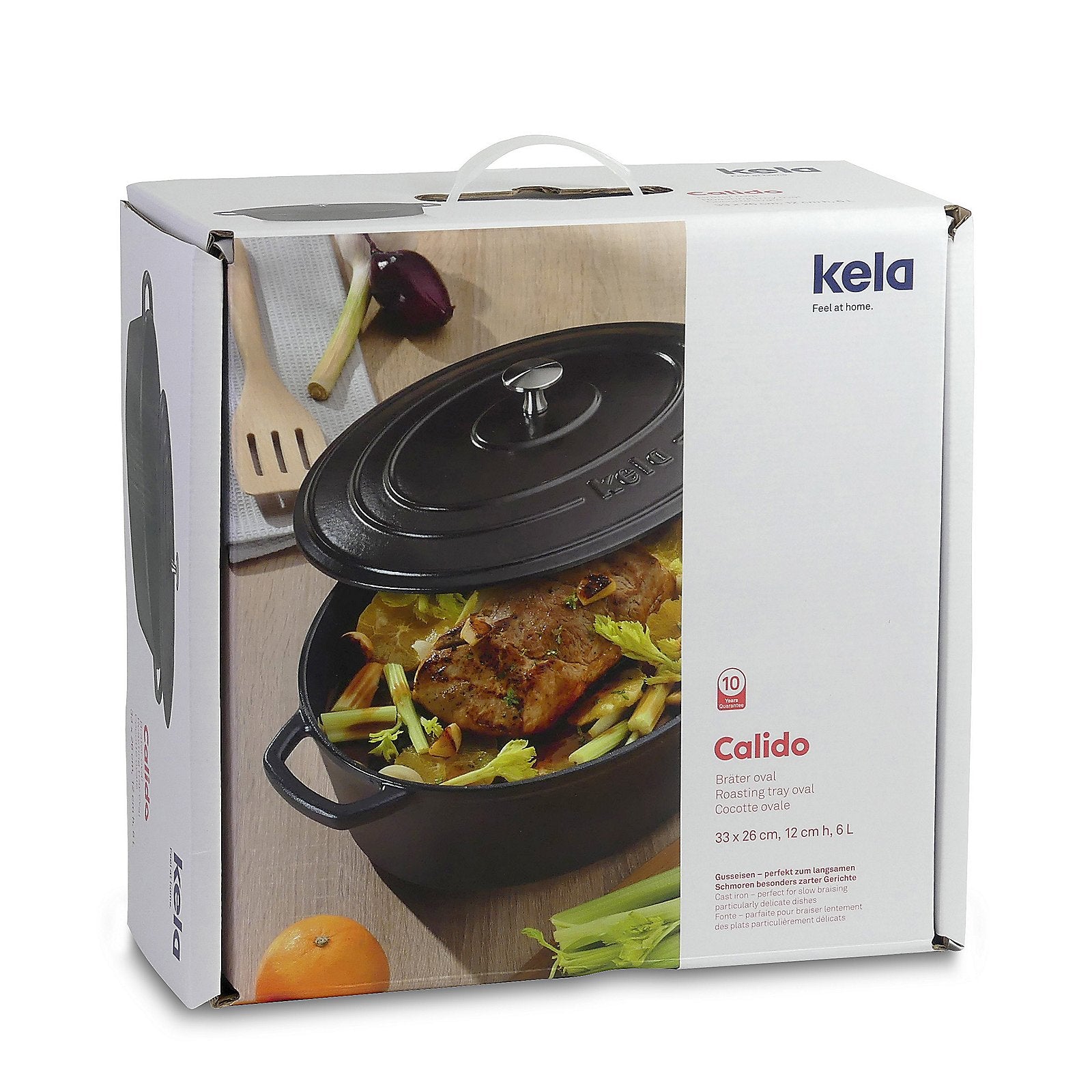 Braadpan Gietijzer Ovaal Zwart, 33 cm x 26 cm- Kela | Calido
