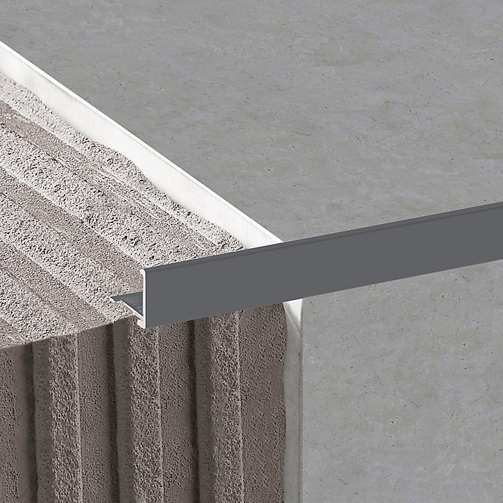 Profilé de carrelage intérieur angle droit alu 22 mm x 2.5 m Diall gris foncé